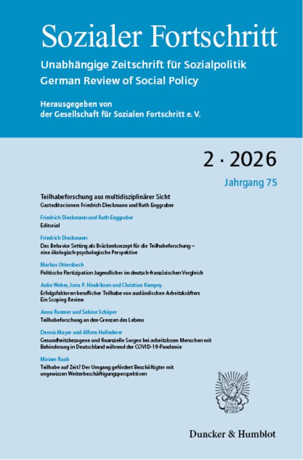 Teilhabeforschung aus multidisziplinärer Sicht (SF 2/2026)