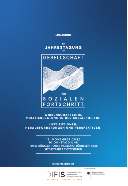 Jahrestagung 2026: Wissenschaftliche Politikberatung in der Sozialpolitik – 18. November 2026 in Berlin