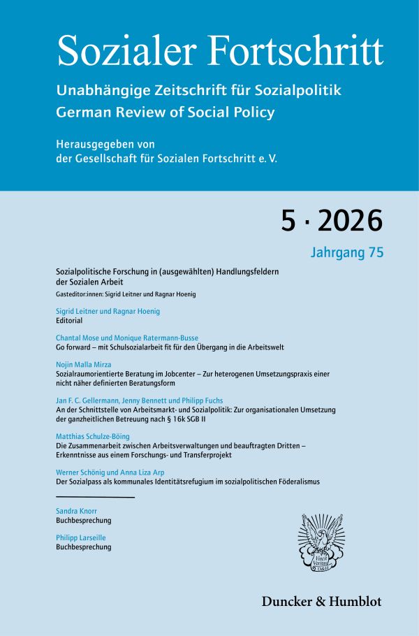 Sozialpolitische Forschung in (ausgewählten) Handlungsfeldern der Sozialen Arbeit (SF 5/2026)